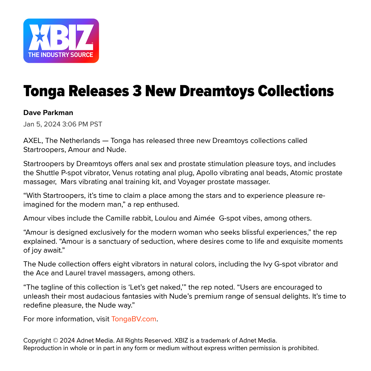 2024-01 Xbiz - 3 New Dreamtoys collections